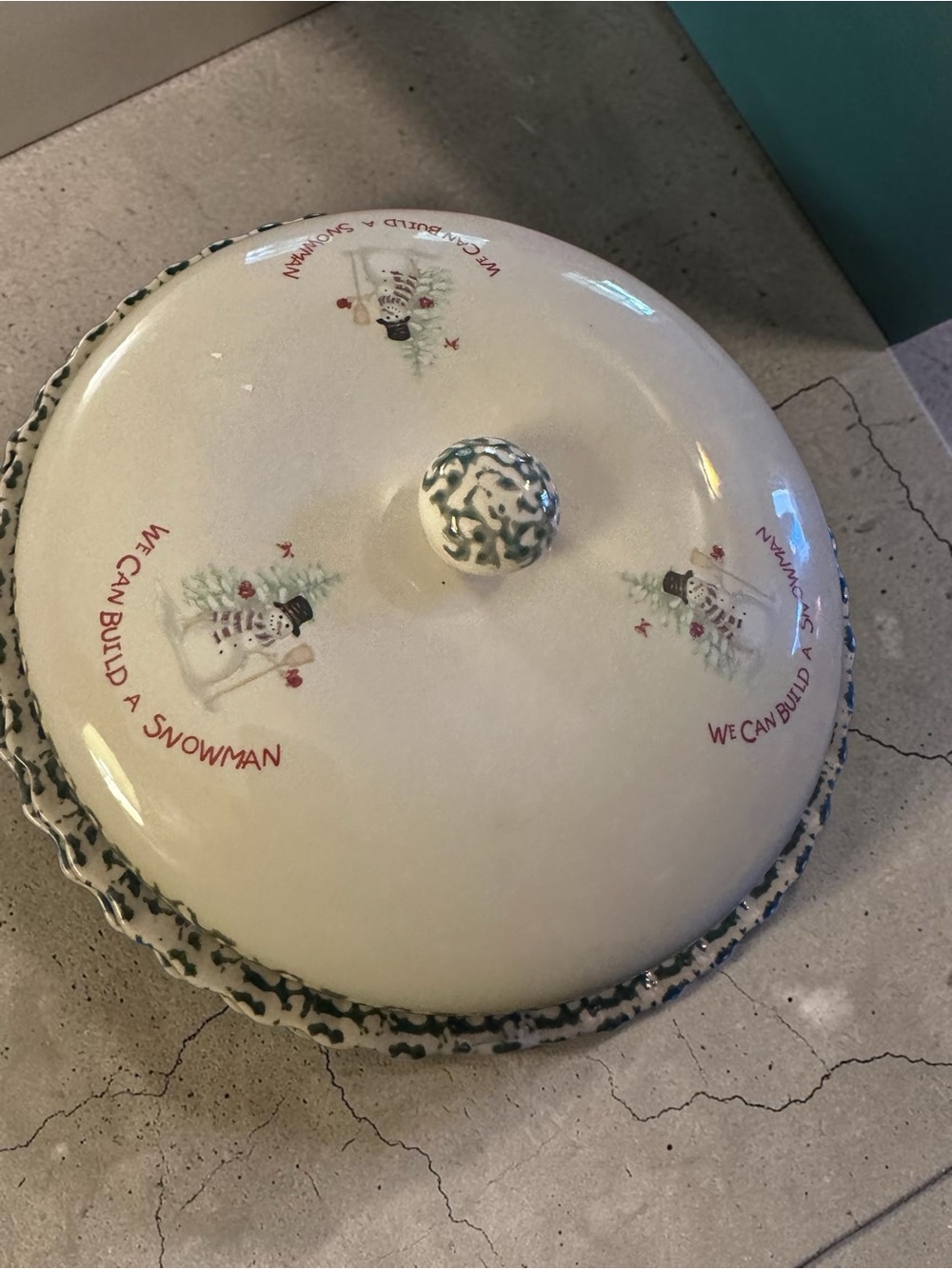 Ceramic Holiday Covered Dish - Snowman Motif